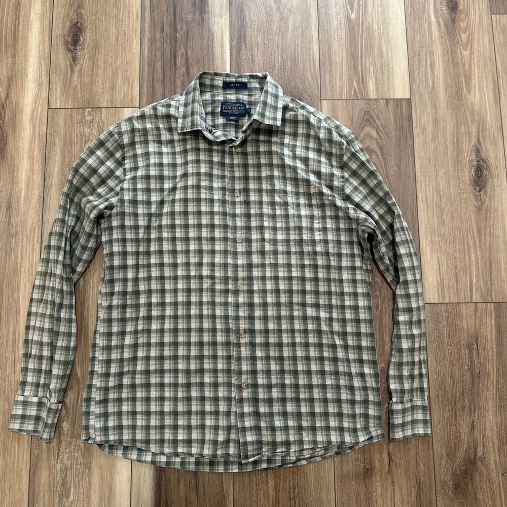 Pendleton alder Plaid Men's long sleeve button down Shirt size medium